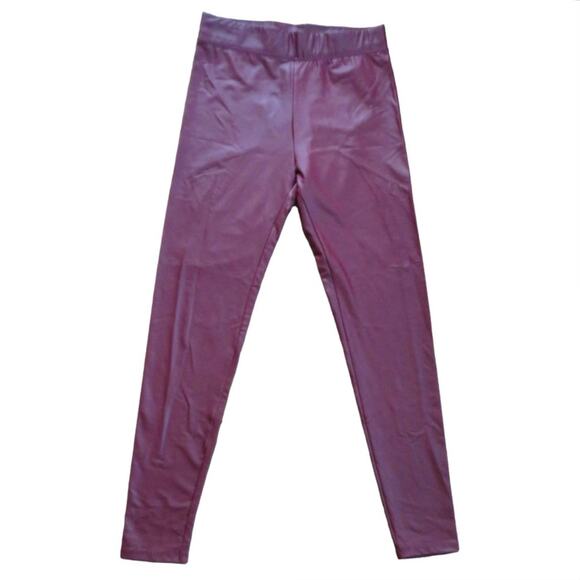 Bershka Womens Pull On Faux Leather High Waisted Pants Burgundy M NWOT - Picture 1 of 13